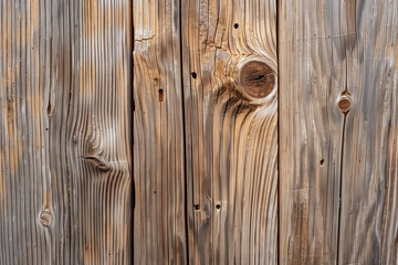 Fototapeta premium A close-up of a weathered wooden surface with visible grain patterns and knots