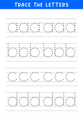 tracing letters of english alphabet writing practice