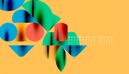 Color beautiful circles, semi circles, squares and round triangles. Geometric mosaic style pattern abstract background for wallpaper, banner, backdrop, card, book Illustration, landing page