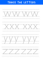 tracing letters of english alphabet writing practice