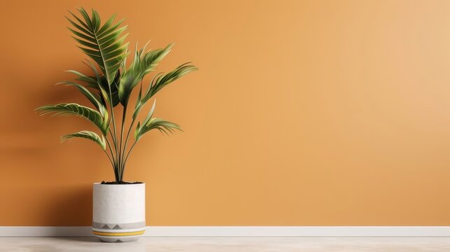 Spacious room with orange accent wall and large empty frame.