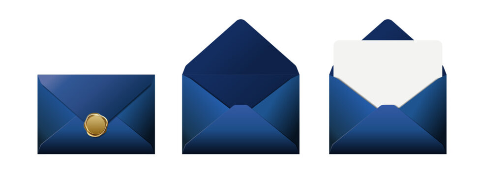 Illustration of a blue envelope and invitation