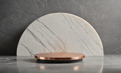 Copper podium with marble background