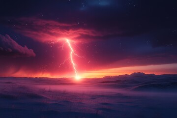 Electrifying Moment - Lightning Strike Captured Connecting with Ground