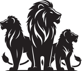 Group of Lion Silhouette isolated on white background Minimalist lion vector shape icon