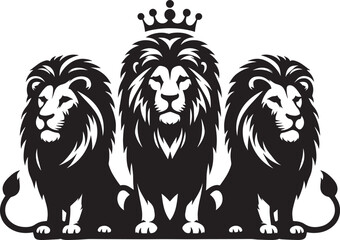 Group of Lion Silhouette isolated on white background Minimalist lion vector shape icon