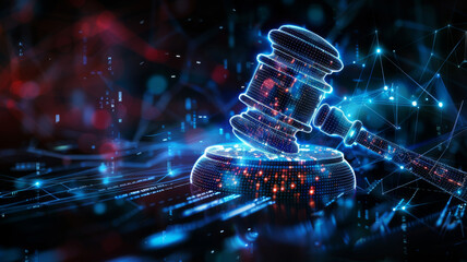 Protecting Large Companies Related Decisions  Significance Digital Court Gavel. Concept Artificial Intelligence