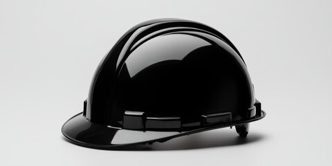 Fototapeta premium Professional Black Construction Helmet on White Background: Safety First Concept for Building Industry. High-Resolution Isolated Hard Hat Illustration for Workplace Protection, Engineering Projects, a