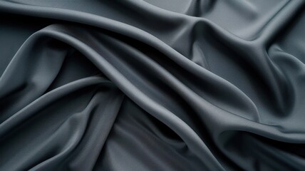 Fototapeta premium Photorealistic image of black silk curtain with wrinkles and sheen.