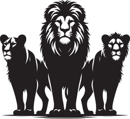 Group of Lion Silhouette isolated on white background Minimalist lion vector shape icon