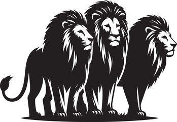 Group of Lion Silhouette isolated on white background Minimalist lion vector shape icon