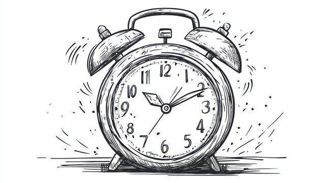 Vintage alarm clock sketch illustrating the concept of time management and punctuality.