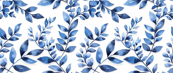 Fototapeta premium Seamless pattern with a zigzag pattern in classic blue and white. Conveyed in watercolor