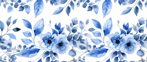 Seamless pattern with a zigzag pattern in classic blue and white. Conveyed in watercolor