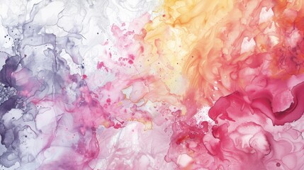 Abstract watercolor paint blots with alcohol ink colors on marble texture