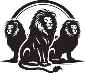 Group of Lion Silhouette isolated on white background Minimalist lion vector shape icon