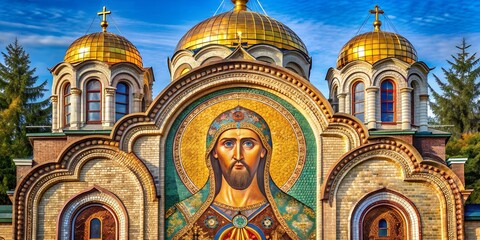 Obraz premium Religion Mosaic of Saints Orthodox church in Kirowograd Ukraine Generative AI