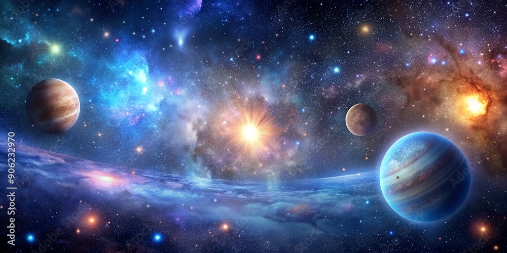 Wall mural deep space with stars panoramic scene background generative ai