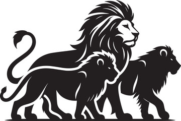 Group of Lion Silhouette isolated on white background Minimalist lion vector shape icon