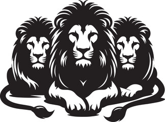 Group of Lion Silhouette isolated on white background Minimalist lion vector shape icon