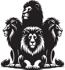 Group of Lion Silhouette isolated on white background Minimalist lion vector shape icon