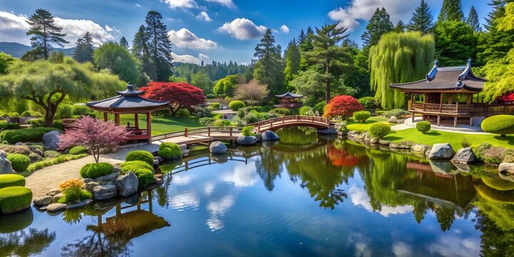 Japanese garden The famous gardens of Butchert on Victoria Island Canada The Butchart Gardens AI Generative