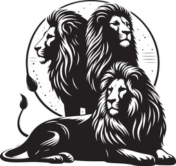 Group of Lion Silhouette isolated on white background Minimalist lion vector shape icon