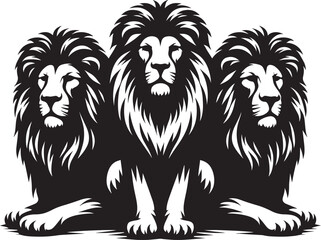 Group of Lion Silhouette isolated on white background Minimalist lion vector shape icon