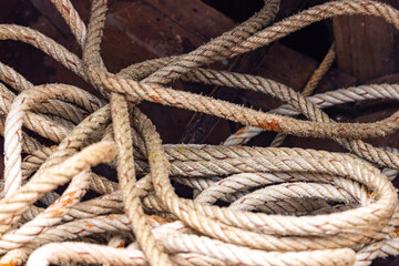 Fototapeta premium The wire rope of the fishing boat
