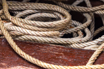 Fototapeta premium The wire rope of the fishing boat