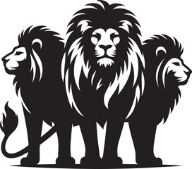 Group of Lion Silhouette isolated on white background Minimalist lion vector shape icon