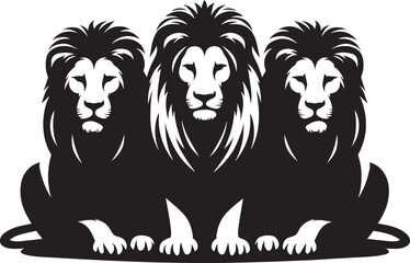 Group of Lion Silhouette isolated on white background Minimalist lion vector shape icon