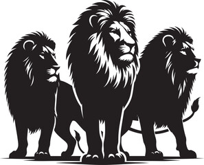 Group of Lion Silhouette isolated on white background Minimalist lion vector shape icon
