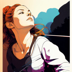 Glamorous woman smoking cigarette in stylish vector illustration