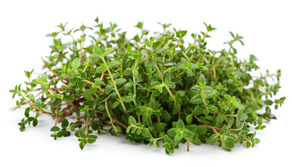 flowering twig thyme spice isolated on white background