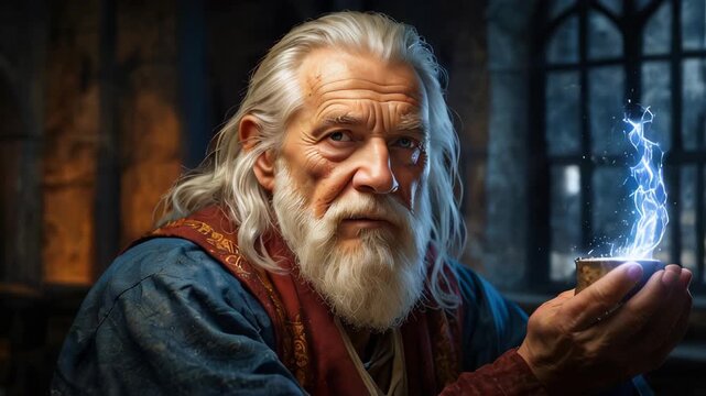 An old wizard performing a spell
