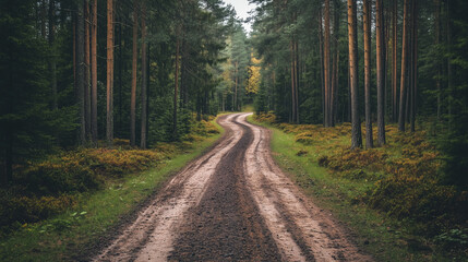Fototapeta premium Rustic Gravel Road in Pine Forest