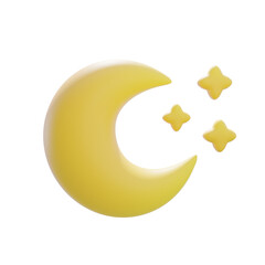 yellow moon star 3d illustration