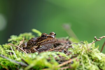 Fototapeta premium Natural nests for amphibians provide essential habitats that mimic their natural environment, offering a safe and suitable space for breeding and shelter.