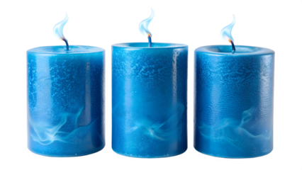 blue candle on white background