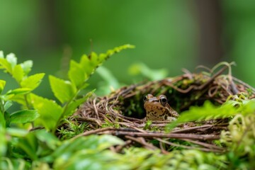 Obraz premium Natural nests for amphibians provide essential habitats that mimic their natural environment, offering a safe and suitable space for breeding and shelter.