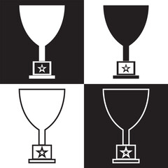 Trophy cup icon shape symbol. Winner Champion logo sign. Isolated on white and black background. Vector illustrator . EPS 10