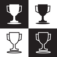 Trophy cup icon shape symbol. Winner Champion logo sign. Isolated on white and black background. Vector illustrator . EPS 10