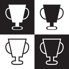 Trophy cup icon shape symbol. Winner Champion logo sign. Isolated on white and black background. Vector illustrator . EPS 10