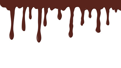 Dripping melted chocolate. Dripping liquid banner. Flowing chocolate isolated on white background. spilled liquid, leak, splash. Vector illustration.