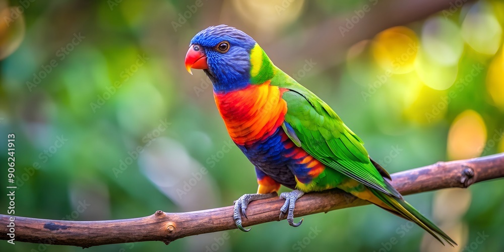 Wall mural rainbow lorikeet perched on a branch generative ai