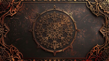 Naklejka premium Luxurious Greeting Card Template with Ornate Arabic Design for Ramadan