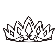 Crown hand drawn doodle line icon. Simple sketch of crown of medieval monarch, tiara of king or queen, princess and prince. Luxury royalty and kingdom symbol in doodle style vector illustration © setory