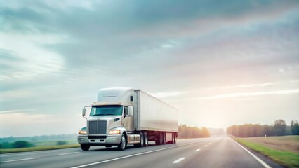 Big Rig Truck on Rural Highway Background
