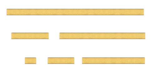 Horizontal gold metal mounting tapes - on isolated transparent background.